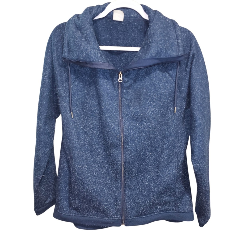 Avia Full Zip Jacket Womens Medium Blue Good Marled Funnel Neck Fleece AF0M0021